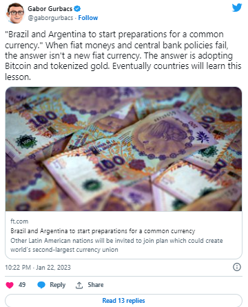 Brazil and Argentina's joint proposal for a new currency, with Bitcoin supporters advocating for the adoption of BTC