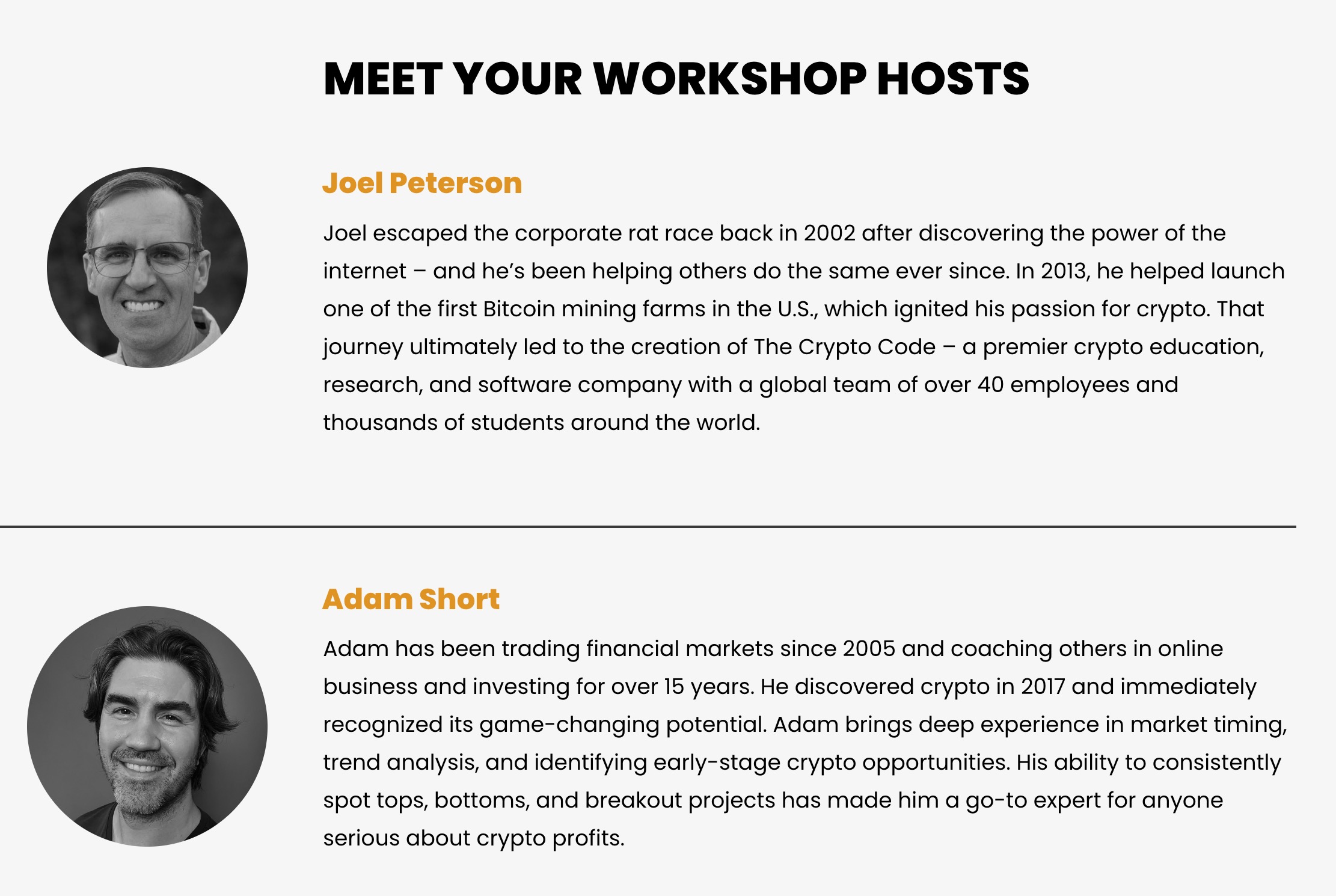 workshop hosts Joel Adam