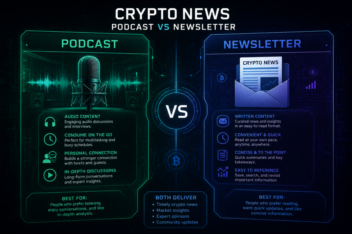 crypto podcast vs newsletter