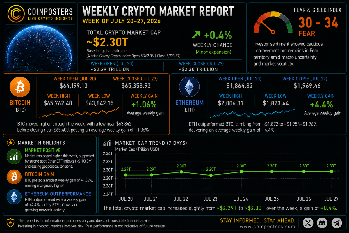 crypto market report July 20 27 2026